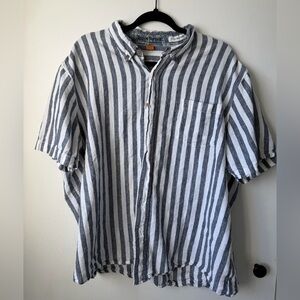 Tailor Vintage Striped Linen Blend Short Sleeve Button Down – XXL